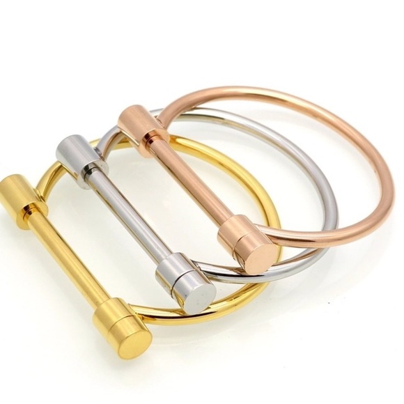 Stainless Steel Gold Screw Bracelet - Picture 3 of 3